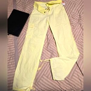 Pimkie neon yellow Wide Leg Pants Lightweight. NWT Size S
